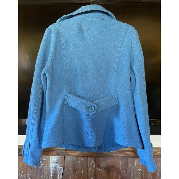 TRIA Women's Button Up Jacket Turquoise Blue Wool Size Large - Picture 5 of 6